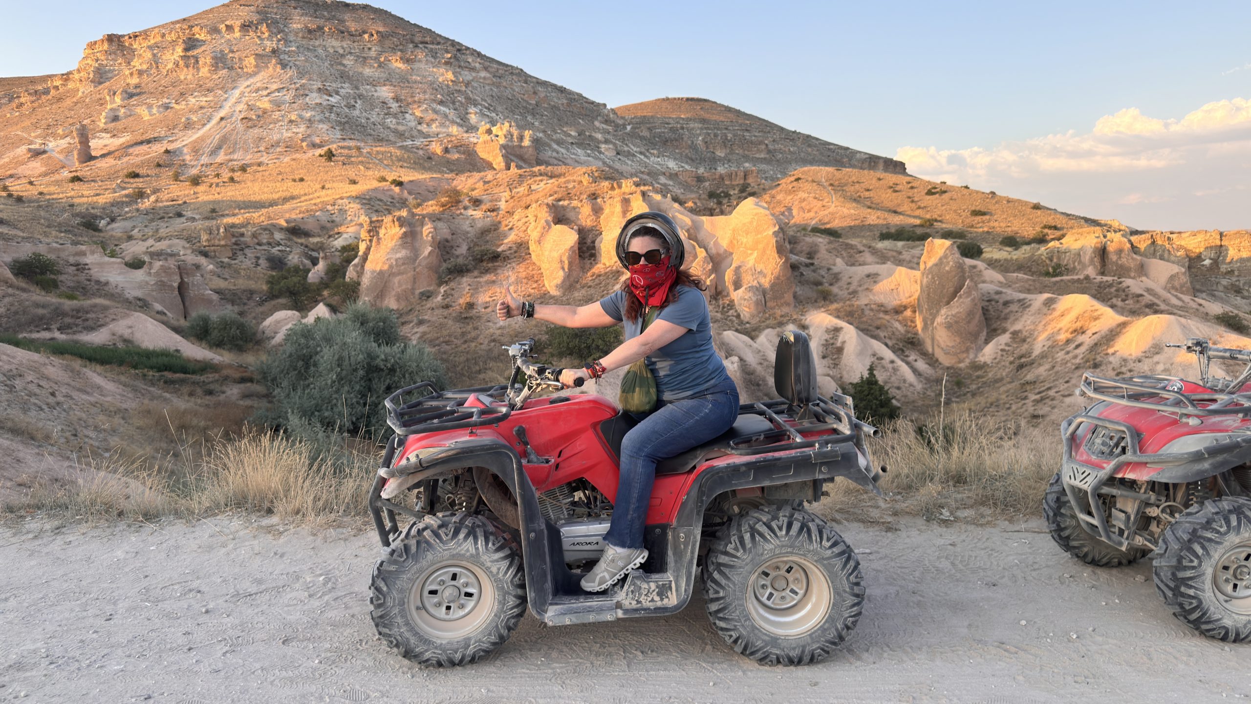 Me riding ATV in Cappadocia