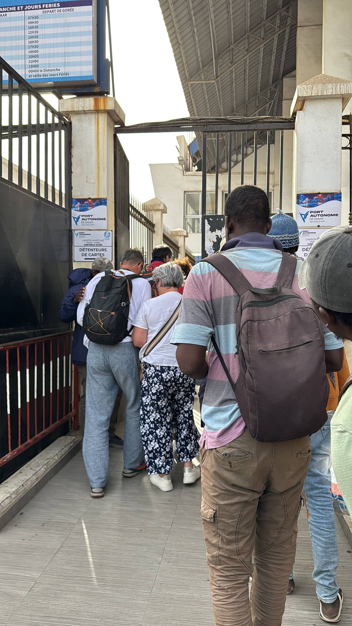 line to go on boat to Goree Island